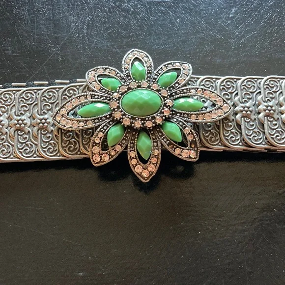 Vintage | Accessories | 9s Jeweled Green Tone Buckle And  display picture 1